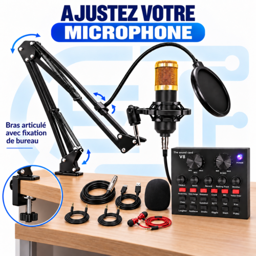 Ensemble complet de microphone   condensateur avec Carte Son