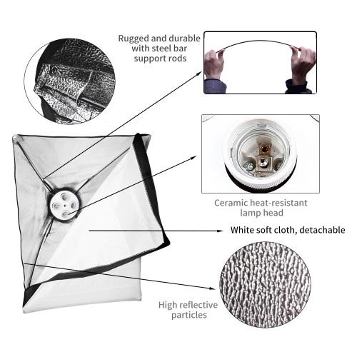 Puluz 2 Softbox 50x70cm ,8 lampes, 2 Tripied 200cm,
