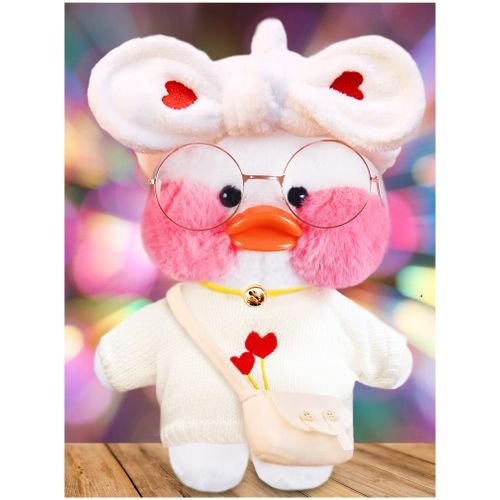 Canard en peluche blanc, personnage de dessin animé