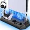 Support multifonctionnel universel PS5, 2 manettes de jeu , ventilateur de refroidissement,