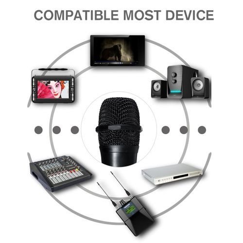 Wireless ميكروفون لاسلكي Micro USB محمول باليد مع مستقبل كاريوكي V12 VHF