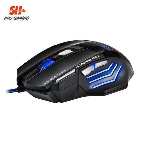 SH 3200 DPI réglables et 7D LED Optique Souris de jeu filaire USB pour Gamer PC, semi mécanique