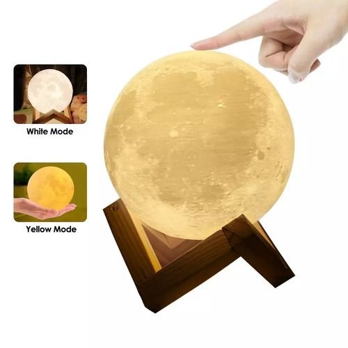 Lumière de nuit d'éclairage LED d'impression 3D lampe de lune chaude et froide Dimmable blanc