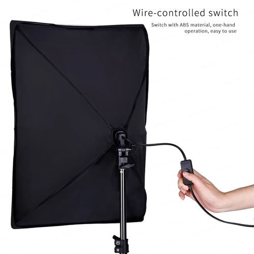 (2 pièces ) Kit de boîte à lumière pour photographie 50x70CM+2 trépied+2 ampoules