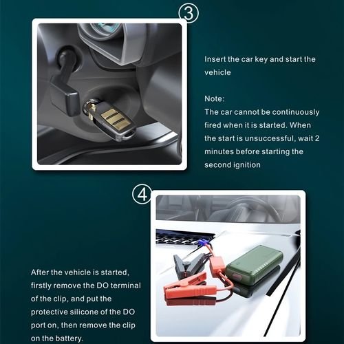 Konfulon démarreur d'urgence de saut de voiture, batterie d'alimentation, avec double sortie USB, torche LED, SOS,