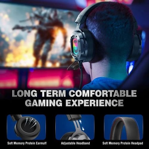 Onikuma Casque K3 de jeu stéréo filaire RGB avec micro, pour PC/PS4 PS5/Xbox/Nintendo switch