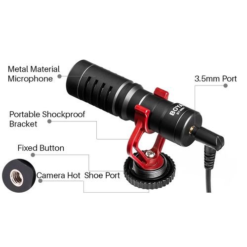 Boya By-Mm1 Mini Microphone Cardioïde Electret Métal