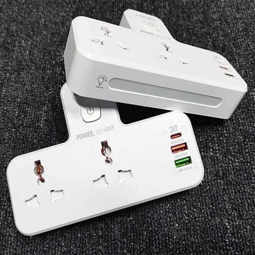 SH multi-prises avec USB, adaptateur de prise murale, 3 voies, adaptateur d'extension d'alimentation 1 en 3, PD + QC, 20W,