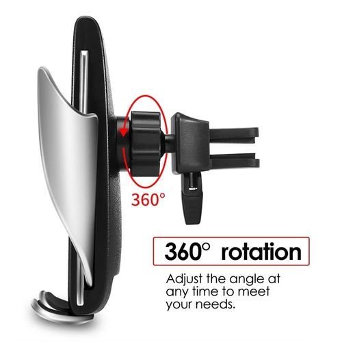 Chargeur De Voiture Sans Fil De Serrage Automatique, Qi Support Téléphone Voiture Chargeur Sans Fil À Induction Rapide , 360 ° Rotation