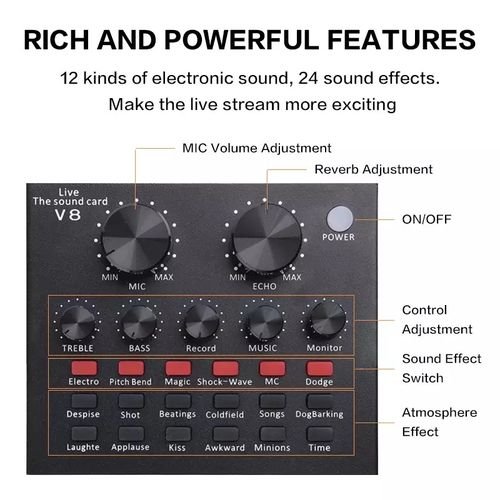 kit Microphone à condensateur BM800 + carte son V8 pour Streaming en direct, enregistrement Youtube