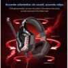 Ovleng Casque de jeu jack stéréo 3,5 mm avec microphone rotatif avec éclairage LED