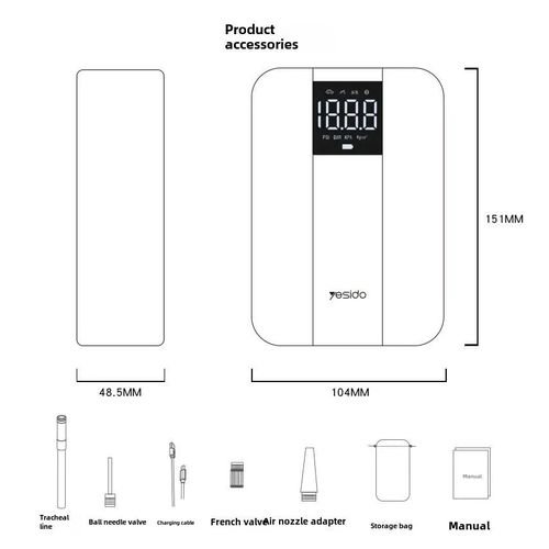 Yesido Compresseur d'air électrique Rechargeable pour voiture