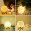 Lumière de nuit d'éclairage LED d'impression 3D lampe de lune chaude et froide Dimmable blanc