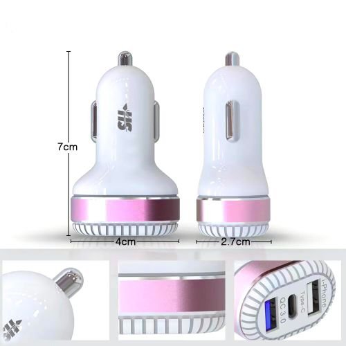 SH chargeur de voiture 3 en 1 double USB, avec Interface Type
