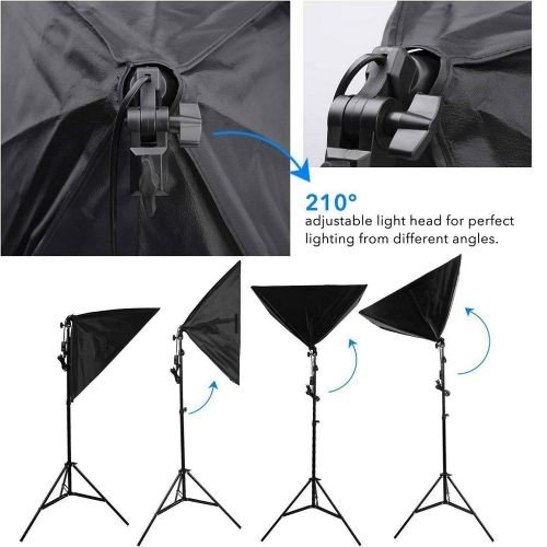 (2 pièces ) Kit de boîte à lumière pour photographie 50x70CM+2 trépied+2 ampoules