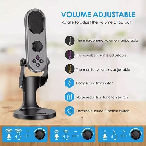 4-527.jpg ميكروفون USB مكثف لـ: PC / IOS / Android ، للألعاب الحية ، DJ ، التسجيل