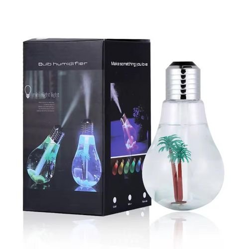 humidificateur d'air en forme d'ampoule avec lumière LED, brumisateur d'aromathérapie pour le bureau à domicile