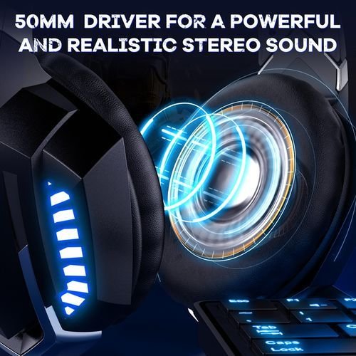 Onikuma casque de jeu PlayStation filaire stéréo casque de jeu casque avec Microphone LED lumières pour PC ordinateur portable tablette Xbox One