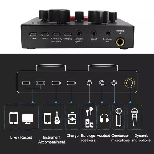 kit Microphone à condensateur BM800 + carte son V8 pour Streaming en direct, enregistrement Youtube