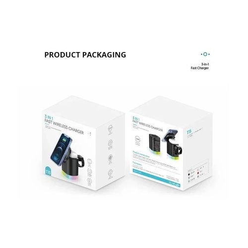 Chargeur magnétique sans fil avec lumière RGB pour iOS Android AirPods iWatch