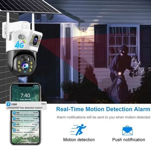 Caméra de surveillance extérieure PTZ IP 4G solaire 8MP