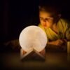 Lumière de nuit d'éclairage LED d'impression 3D lampe de lune chaude et froide Dimmable blanc