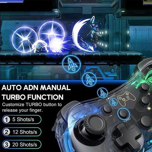 Manette de jeu sans fil pour Nintendo Switch/PS3/PS4/smartphone avec support de téléphone avec lumière RVB