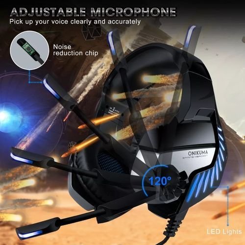 Onikuma casque ONIKUMA K5 Pro  de jeu PlayStation filaire stéréo casque de jeu casque avec Microphone LED lumières pour PC ordinateur portable tablette Xbox One