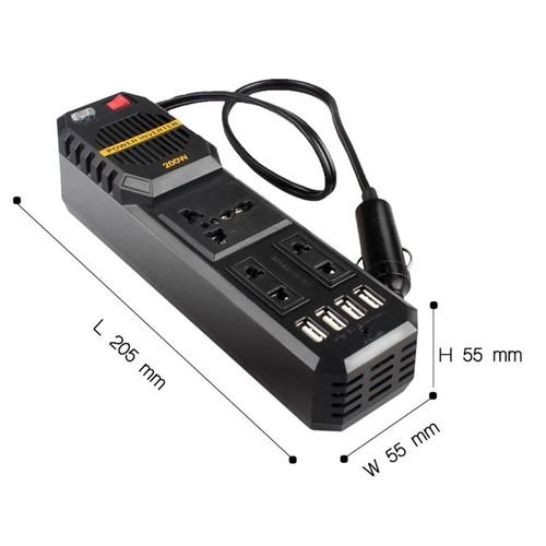 Onduleur de voiture 200W, 12V DC à 220V AC
