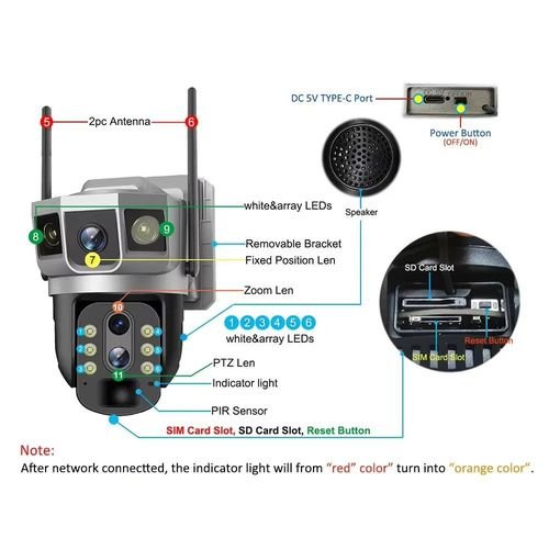 Cámara IP 4G solaire, Zoom x10 optique PTZ 12MP