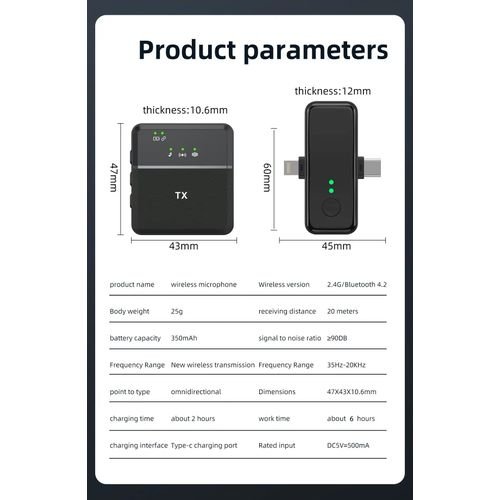 Microphone Lavalier SX31 sans fil réduction du bruit pour iOS/Android/Pc