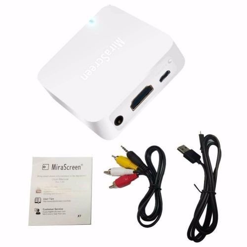 Présentoir WiFi pour voiture Partage de téléphone à affichage de voiture Airplay Allshare Cast Miracast DLNA en miroir Mirrast Supporte IOS - Android Navigation GPS avec sortie RCA (CVBS) et HDMI