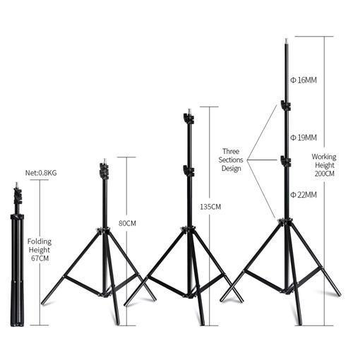 Puluz 2 Softbox 50x70cm ,8 lampes, 2 Tripied 200cm,