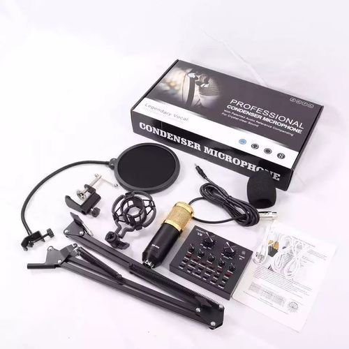 kit Microphone à condensateur BM800 + carte son V8 pour Streaming en direct, enregistrement Youtube