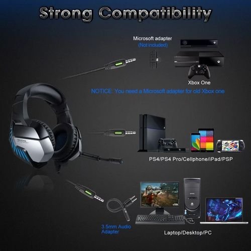 Onikuma casque ONIKUMA K5 Pro  de jeu PlayStation filaire stéréo casque de jeu casque avec Microphone LED lumières pour PC ordinateur portable tablette Xbox One