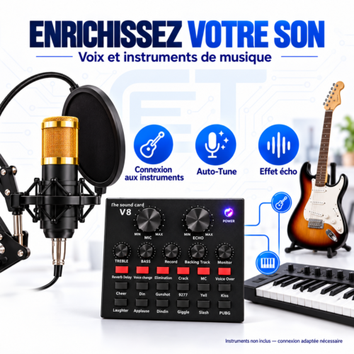 Ensemble complet de microphone   condensateur avec Carte Son