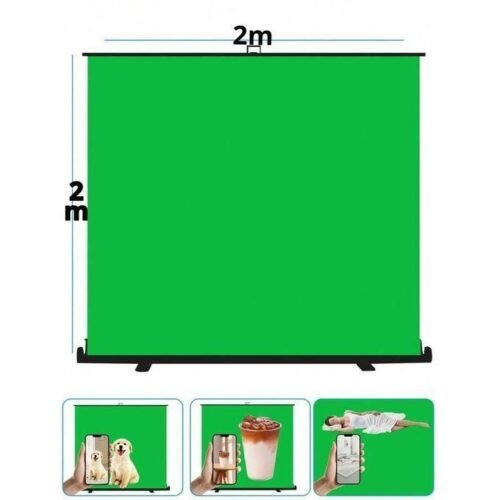 Green Screen panneau Chroma Key pliable de 2 m x 2 m pour toile de fond avec cadre à coussin d'air autobloquant