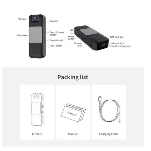 5 Mini Caméra 4G de Sécurité pour la Maison et le Sport DV avec Détecteur de Mouvement