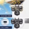 Caméra solaire 4G à trois objectifs 15MP, étanche, pour l'extérieur, détection humanoïde PIR, moniteur vidéo de sécurité