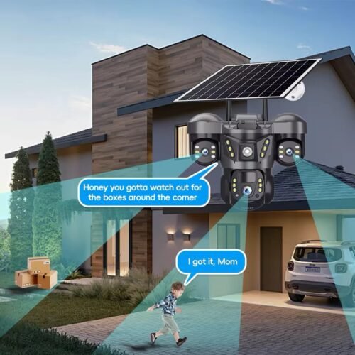 Caméra solaire 4G à trois objectifs 15MP, étanche, pour l'extérieur, détection humanoïde PIR, moniteur vidéo de sécurité