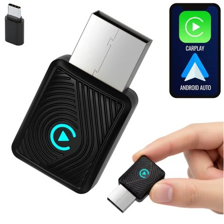 2 en 1 Adaptateur CarPlay et Android Auto sans fil pour téléphone universel