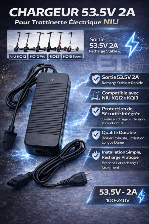 Charger 53.5V 2A for NIU KQI3/KQI3 Pro/KQI3 Max/KQI3 Sport/KQI2/KQI2 Pro Electric Scooter