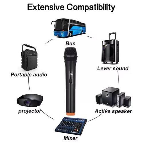 Microphone portable sans fil, 2 canaux, fréquence fixe UHF