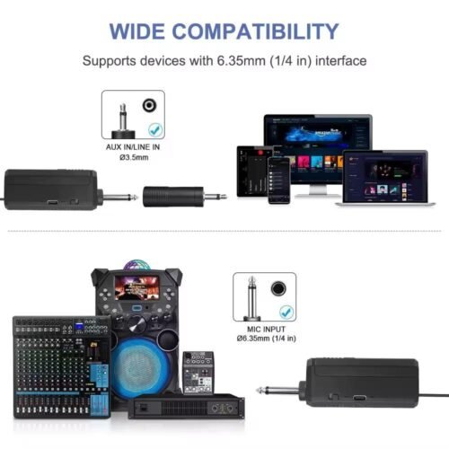 Microphone portable sans fil, 2 canaux, fréquence fixe UHF