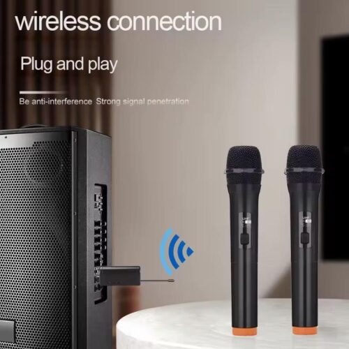 Microphone portable sans fil, 2 canaux, fréquence fixe UHF