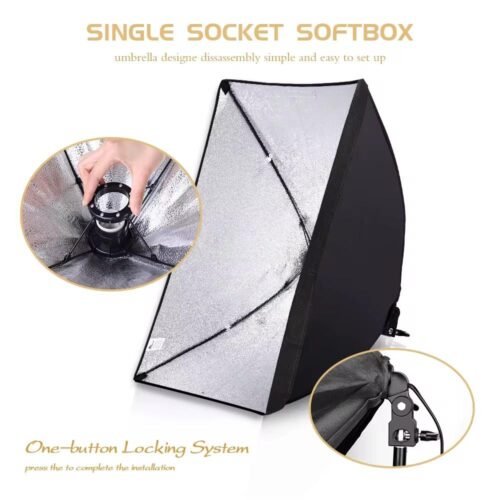 2 soft Box pour Studio Photo 50x70cm avec support de 2M