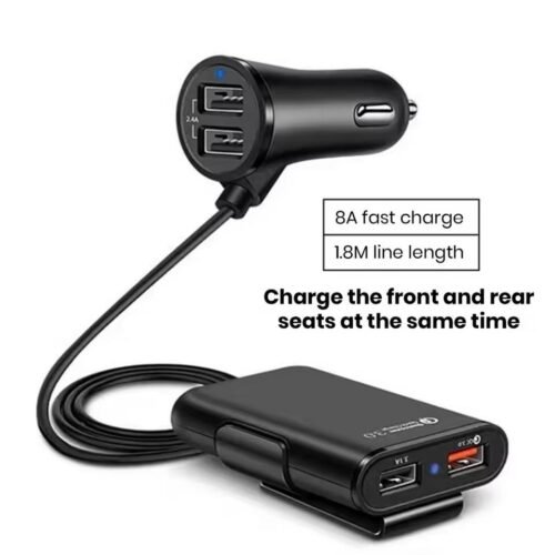 Chargeur de voiture USB universel à 4 Ports, siège avant et arrière QC3.0,