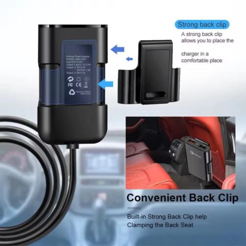 Chargeur de voiture USB universel à 4 Ports, siège avant et arrière QC3.0,