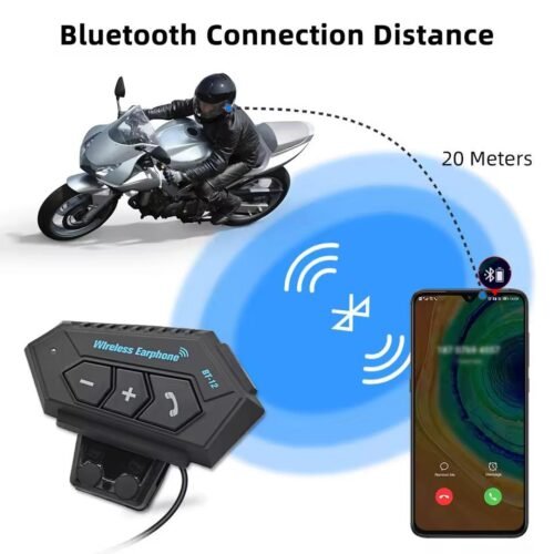 BT-12 Bluetooth moto Interphone casque casques sans fil IPX6 étanche réduction du bruit haut-parleur Kit pour l'équitation