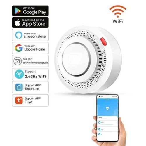 Détecteur de fumée WiFi intelligent alarme sonore 85db